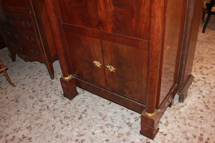 Secrétaire De Style Empire En Plume d'Acajou Du XIXe Siècle Avec Portes-photo-2