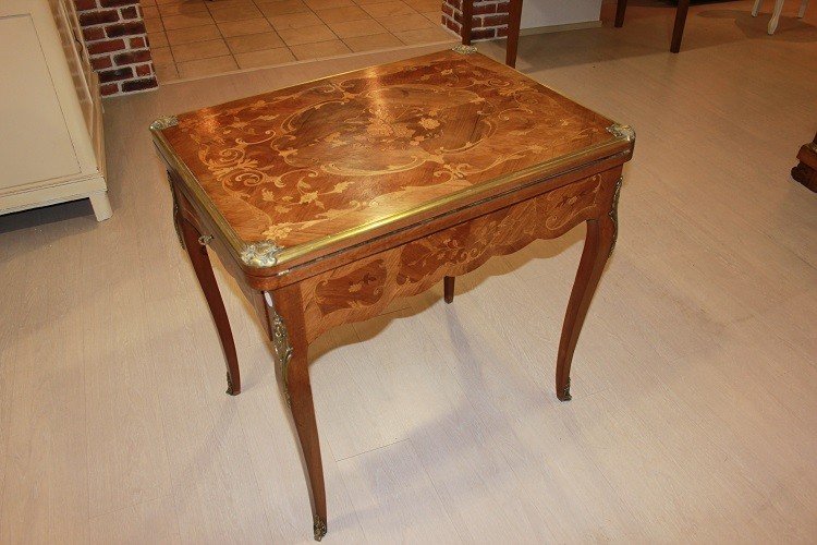  Charming French Game Table From The Second Half Of The 19th Century, Louis XV Style-photo-4