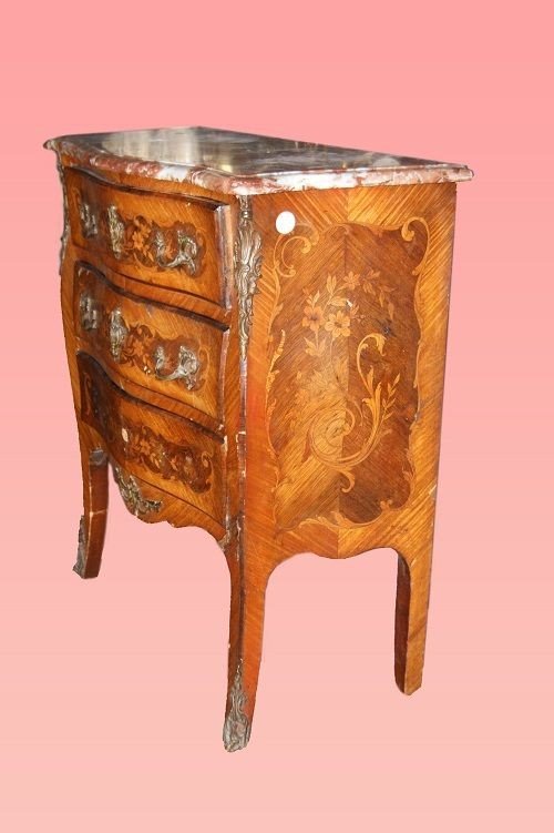 Small French Dresser From The Second Half Of The 1800s, Louis XV Style, In Rosewood And Violet -photo-3