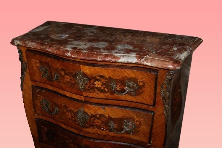 Small French Dresser From The Second Half Of The 1800s, Louis XV Style, In Rosewood And Violet -photo-4