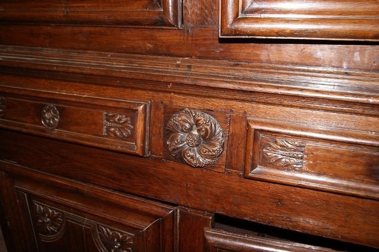 Antique French Louis XIV Style Double Body Sideboard From The Early 1700s In Chestnut Wood-photo-1