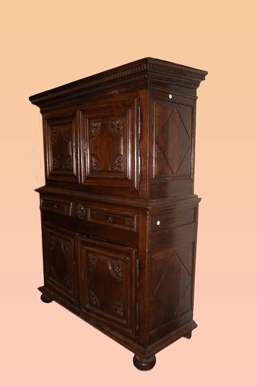 Antique French Louis XIV Style Double Body Sideboard From The Early 1700s In Chestnut Wood-photo-3