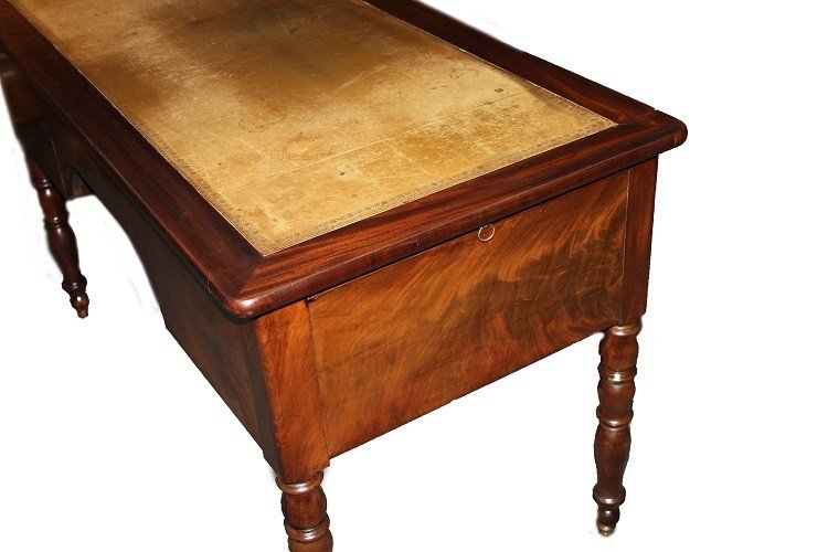 French Desk From The Mid-1800s, Louis Philippe Style, In Mahogany Wood And Mahogany Feather-photo-4