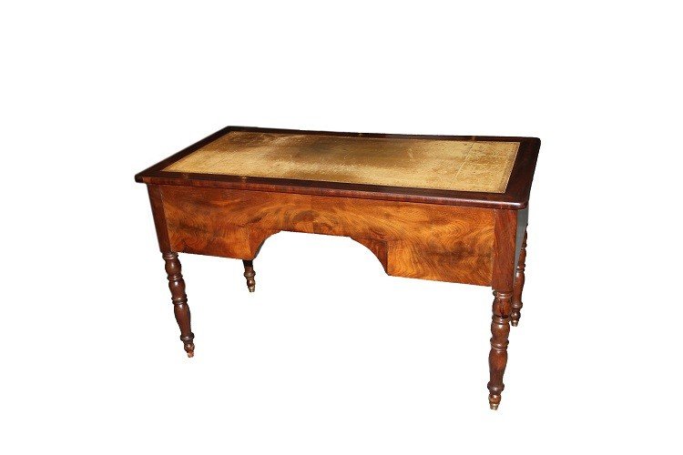 French Desk From The Mid-1800s, Louis Philippe Style, In Mahogany Wood And Mahogany Feather-photo-2