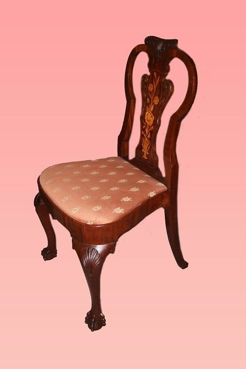 Group Of 6 Chairs And 2 Dutch Chairs From The Late 1800s, Chippendale Style, In Mahogany Wood-photo-1