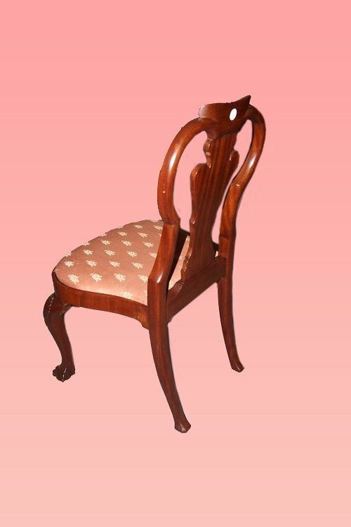 Group Of 6 Chairs And 2 Dutch Chairs From The Late 1800s, Chippendale Style, In Mahogany Wood-photo-2