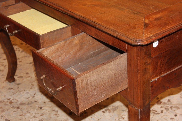 French Provençal Secretary Desk From The Late 1800s, In Walnut Wood. It Features Three Drawers -photo-2