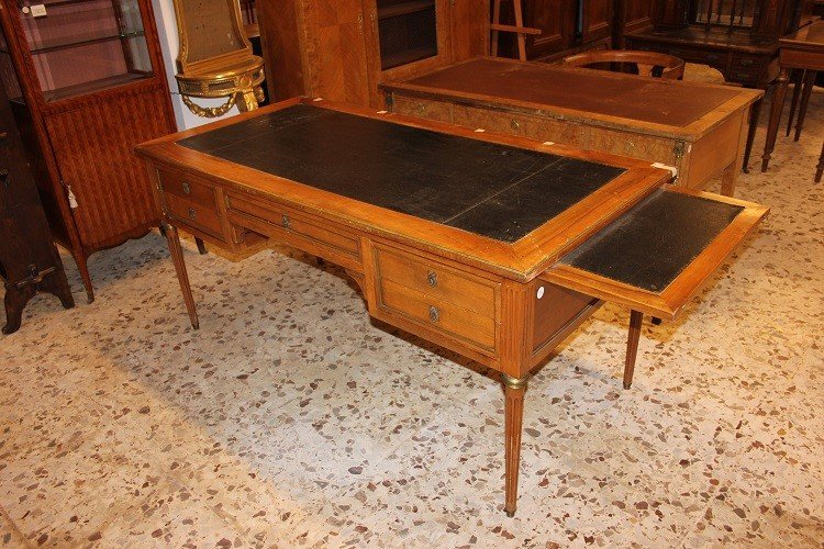 French Desk From The Second Half Of The 19th Century, Louis XVI Style, In Cherry Wood-photo-1