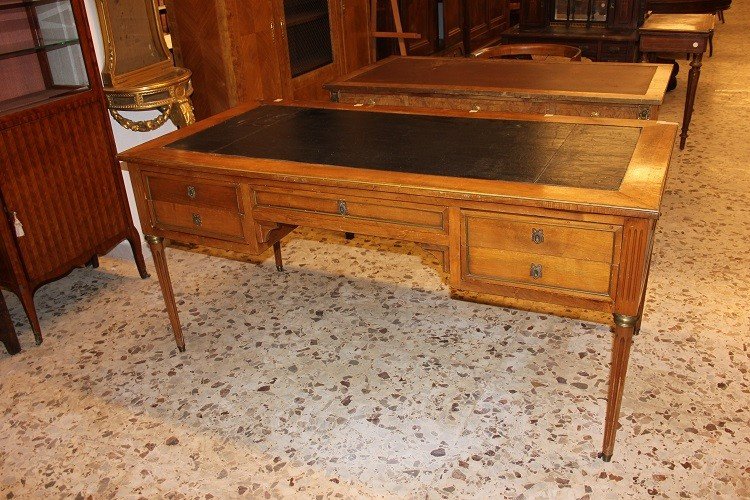 French Desk From The Second Half Of The 19th Century, Louis XVI Style, In Cherry Wood