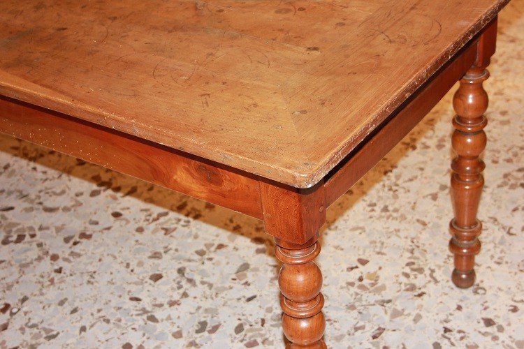  Table Rectangulaire Fixe Française Rustique De Style 600 En Bois De Cerisier Avec 4 Pieds-photo-3
