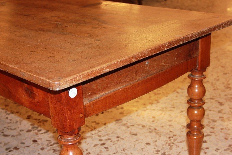  Table Rectangulaire Fixe Française Rustique De Style 600 En Bois De Cerisier Avec 4 Pieds-photo-4
