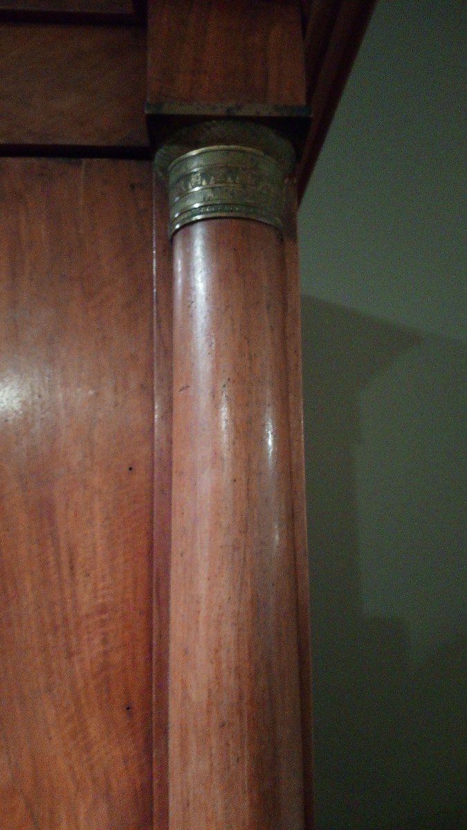 Imposante Armoire De Style Empire Français Des Années 1800 En Acajou-photo-2