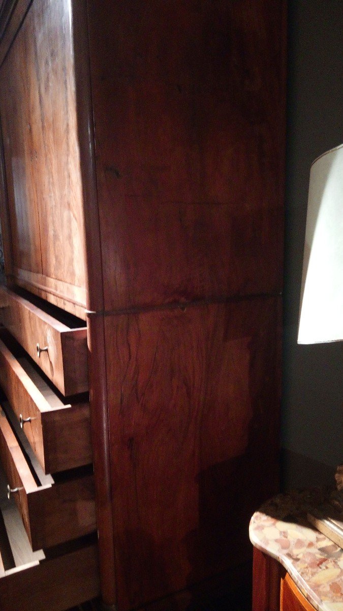 Imposante Armoire De Style Empire Français Des Années 1800 En Acajou-photo-3