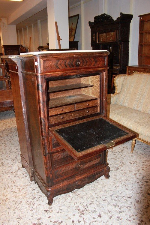 Small French Secretary From The Second Half Of The 1800s, Louis-philippe Style-photo-4