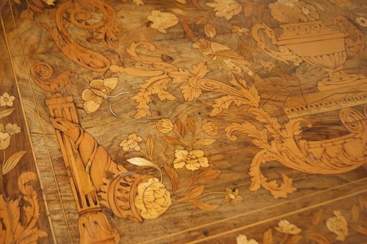 Table De Salon Hollandaise De La Fin Des Années 1700 Richement Incrustée-photo-4