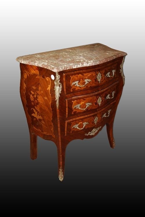 French Chest Of Drawers From The Second Half Of The 1800s, Louis XV Style, In Violet Wood-photo-2