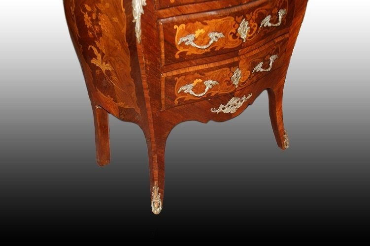 French Chest Of Drawers From The Second Half Of The 1800s, Louis XV Style, In Violet Wood-photo-4