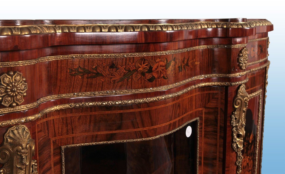 Spectacular Sideboard Of Dutch Origin With 4 Doors. In Walnut Grind, Central Doors With Ebony-photo-3