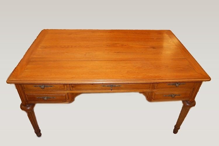 French Desk From The Second Half Of The 1800s, Louis XVI Style, In Oak Wood-photo-3