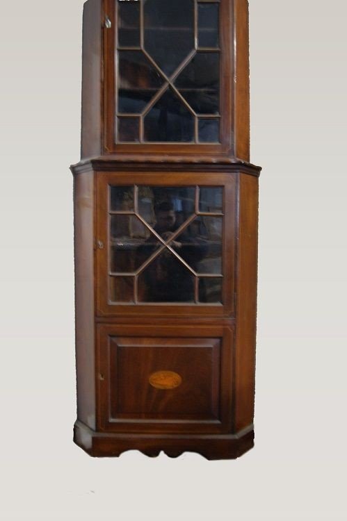 English Two-body Victorian Corner Cabinet From The Second Half Of The 1800s, Victorian Style-photo-3