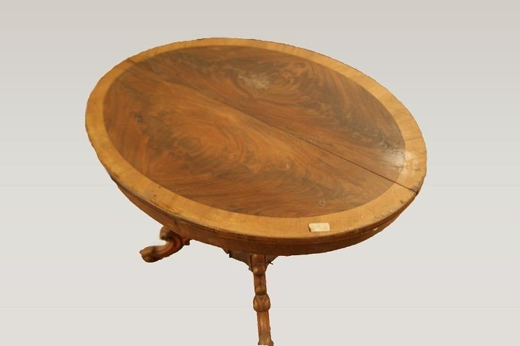 Oval Extensible Table From The Second Half Of The 1800s, Northern Europe, Louis Philippe Style