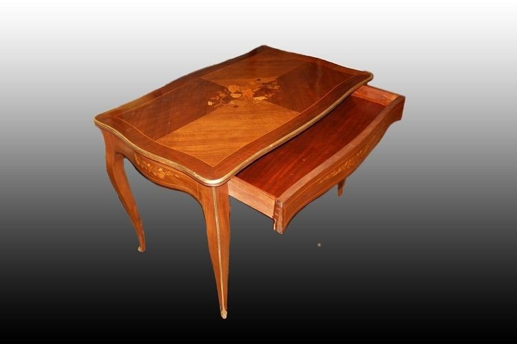 French Coffee Table From The Second Half Of The 1800s, Louis XV Style, In Rosewood-photo-3