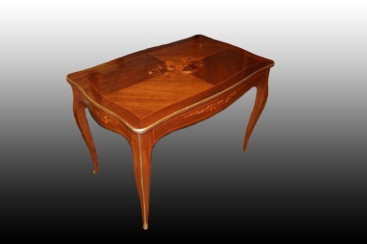 French Coffee Table From The Second Half Of The 1800s, Louis XV Style, In Rosewood