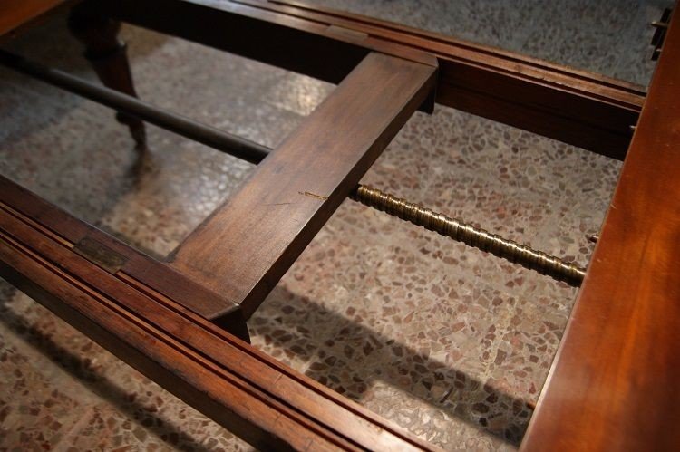 Grande Table Ovale Extensible De Style Victorien Du XIXe Siècle Avec Manivelle-photo-4