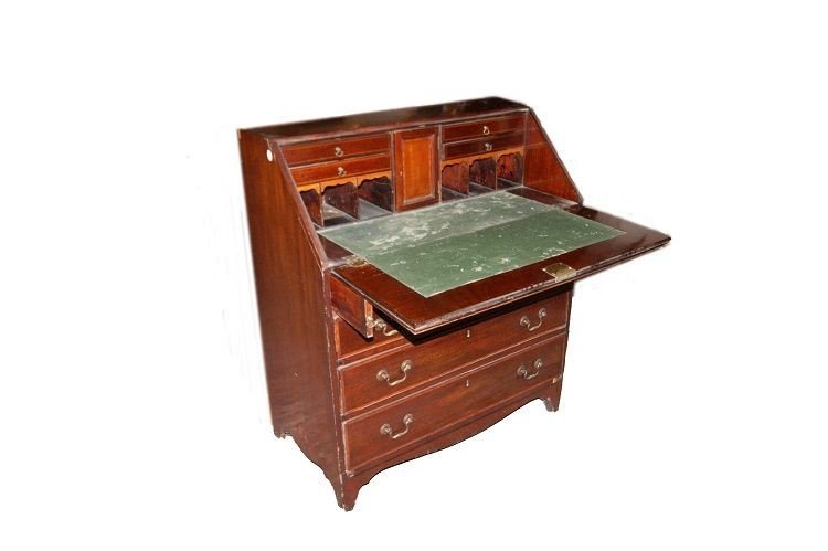 bureau a pente Anglais De Style Victorien Des Années 1800 En Acajou Avec Incrustations En Filet-photo-2