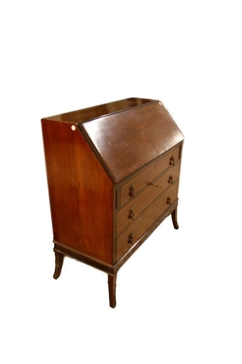 English Drop-front Desk From The Second Half Of The 1800s, Victorian Style, In Mahogany Wood-photo-2
