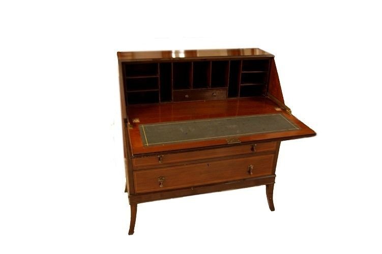 English Drop-front Desk From The Second Half Of The 1800s, Victorian Style, In Mahogany Wood-photo-3