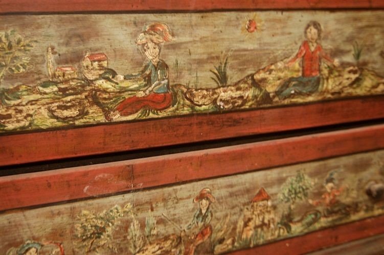 Tyrolean Chest Of Drawers From The First Half Of The 1800s, Lacquered Wood, And Decorated -photo-4