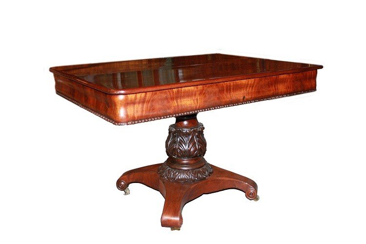 Table Extensible En Acajou De Style Biedermeier d'Europe Du Nord, Milieu Du XIXe Siècle-photo-2