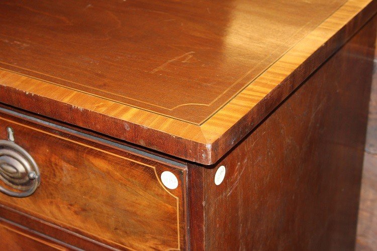  English Chest Of Drawers From The First Half Of The 1800s, Victorian Style, In Mahogany Wood -photo-4
