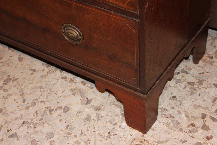  English Chest Of Drawers From The First Half Of The 1800s, Victorian Style, In Mahogany Wood -photo-1