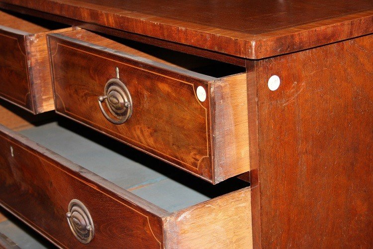  English Chest Of Drawers From The First Half Of The 1800s, Victorian Style, In Mahogany Wood -photo-3