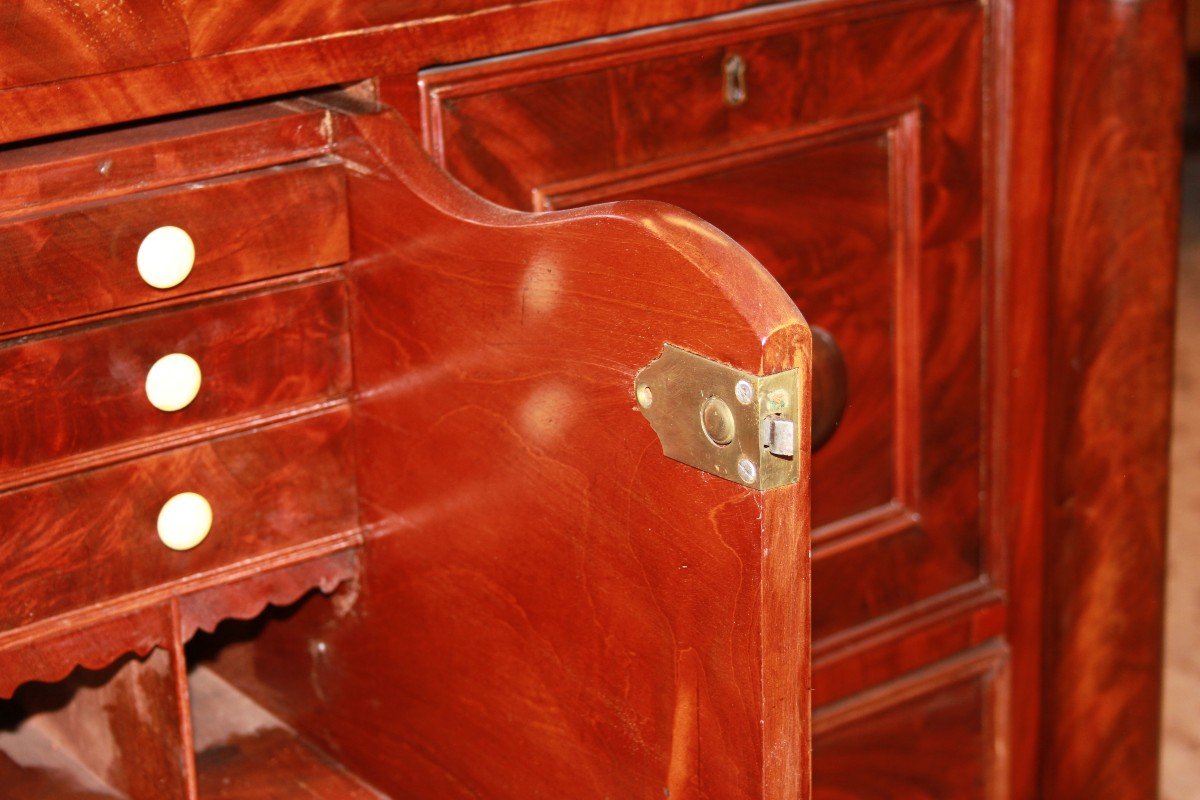 Large English Chest Of Drawers From The Mid-1800s, Regency Style, In Mahogany And Mahogany -photo-5