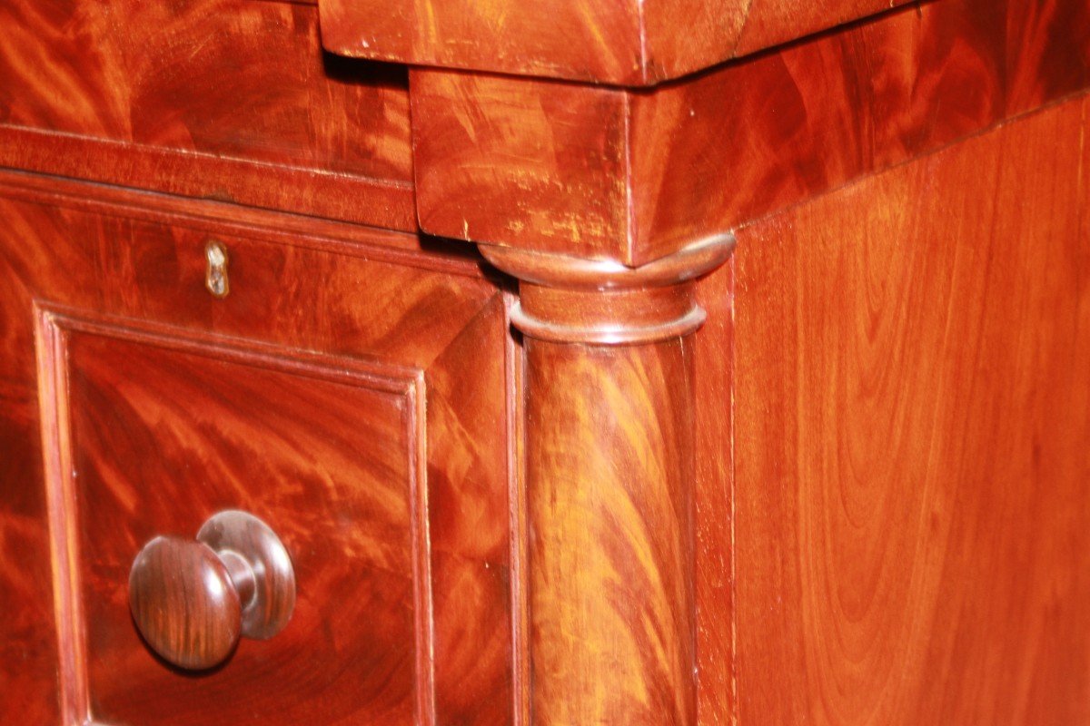 Large English Chest Of Drawers From The Mid-1800s, Regency Style, In Mahogany And Mahogany -photo-8