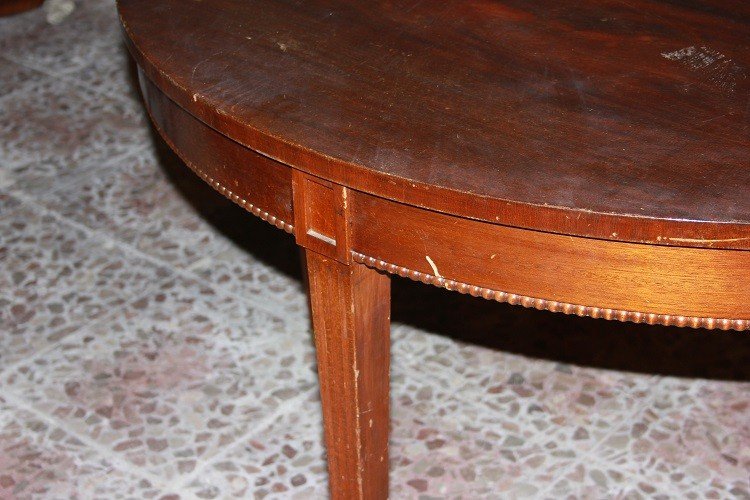 Extendable Oval English Table From The Second Half Of The 1800s, Victorian Style, In Mahogany -photo-3