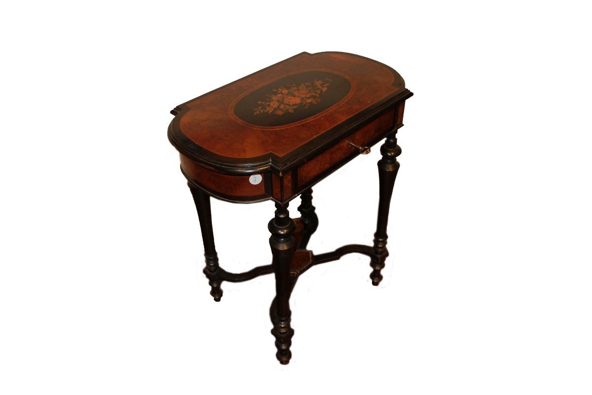 French Dressing Table From The Second Half Of The 19th Century, Louis XVI Style, In Ebony -photo-1
