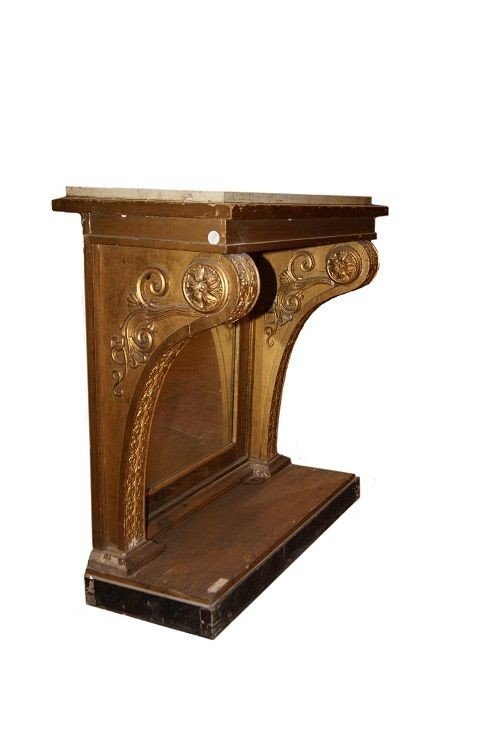 Northern European Console From The First Half Of The 1800s, Biedermeier Style, In Gilded Wood-photo-3