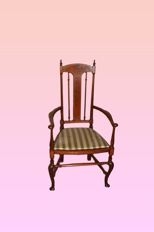 English Armchair From The Second Half Of The 1800s, Victorian Style, Made Of Mahogany Wood-photo-2