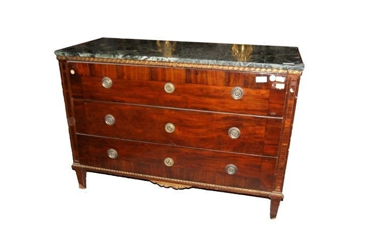 Austrian Chest Of Drawers From The Late 1700s, Louis XVI Style, In Mahogany Wood-photo-2