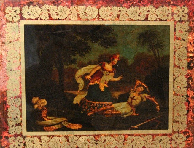 Paire De Petits Tableaux Sous Verre Mort De Clorinde Rinaldo Et Armida-photo-3