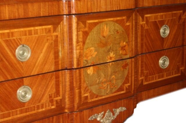 French Chest Of Drawers From The Mid-1800s, Transition Style, In Mahogany And Rosewood-photo-2