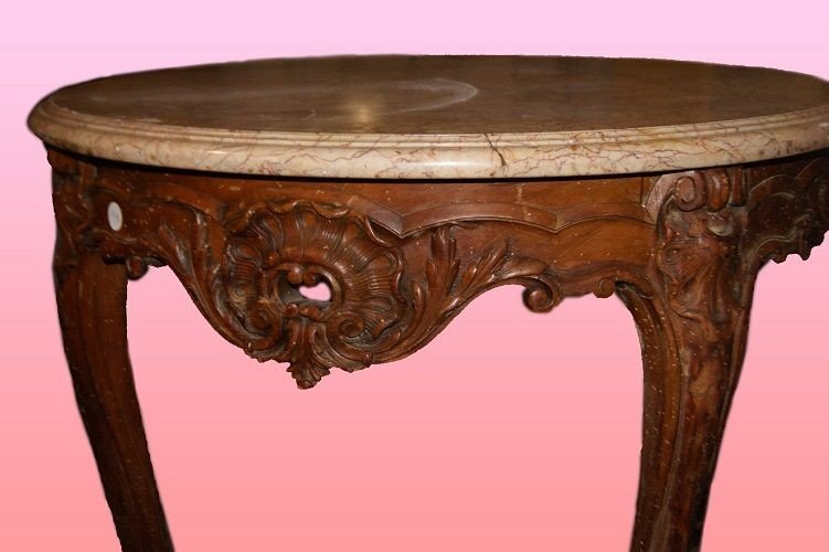French Baroque-style Barocchetto Table From The Second Half Of The 1800s, Made Of Walnut Wood-photo-3