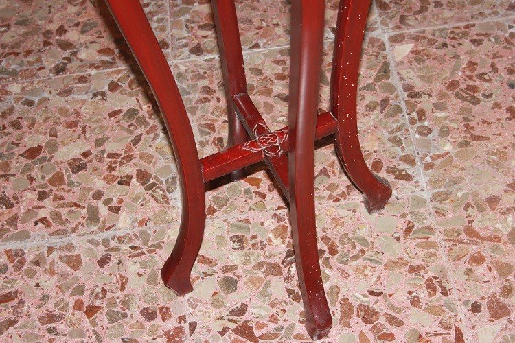 Chinese Plant Stand Table From The First Half Of The 20th Century In Lacquered Wood.-photo-4