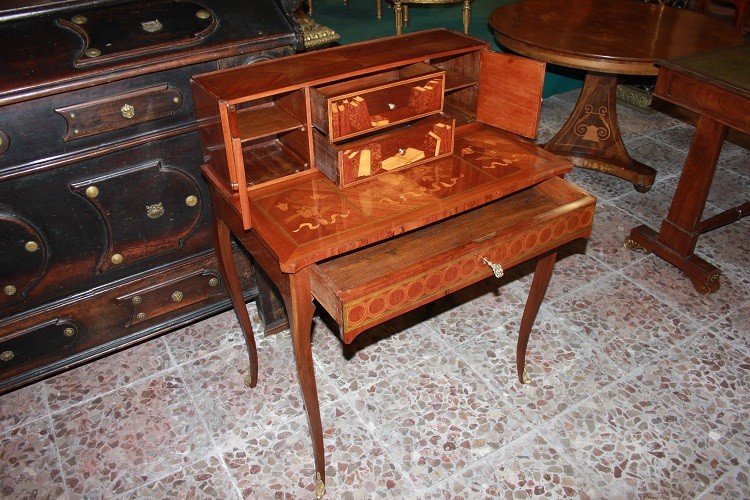 Beautiful Small French Writing Desk From The Second Half Of The 19th Century, Louis XV Style-photo-5