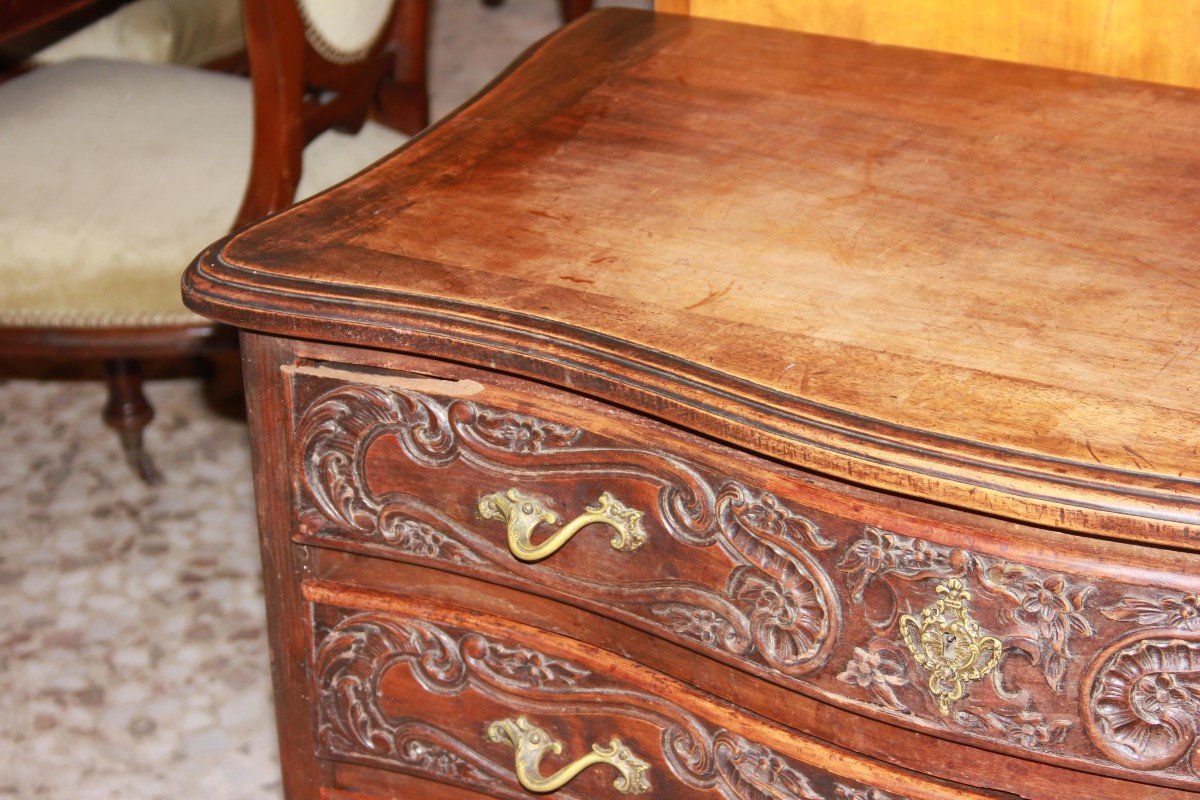  Small French Chest Of Drawers With 3 Drawers, Provençal Style, From The Mid-1800s In Walnut-photo-2