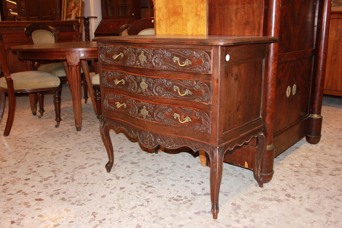  Small French Chest Of Drawers With 3 Drawers, Provençal Style, From The Mid-1800s In Walnut-photo-3